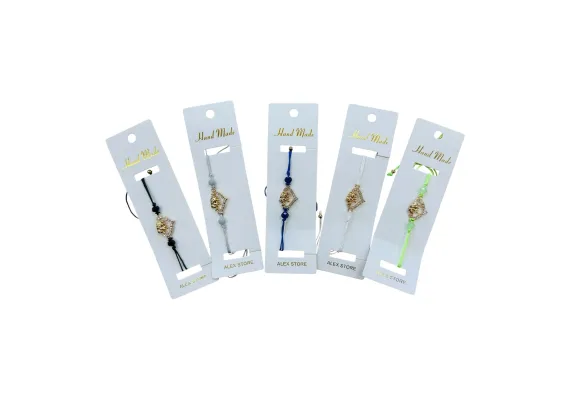 Haine si accesorii Engros - Bratara eleganta cu snur reglabil si pandantiv auriu in relief – model minimalist unisex, in culori variate, 