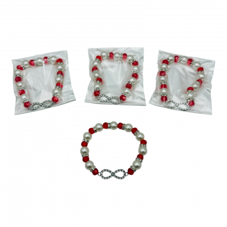 Bratara Martisor cu margele albe si rosii, simbol INFINIT,   [5]