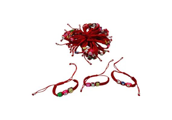 Bacanie Engros - Bratara Martisor cu snur rosu reglabil, 3figurine,  