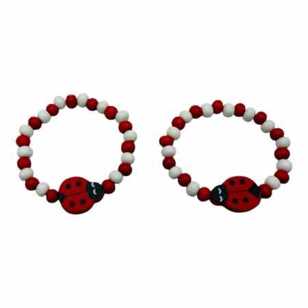 Bratara Martisor pe elastic pentru copii, simbol Gargarita, bilute albe si rosii,   [3]