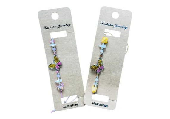 Haine si accesorii Engros - Bratara multicolora cu fluture – accesoriu delicat si vesel cu design boho 