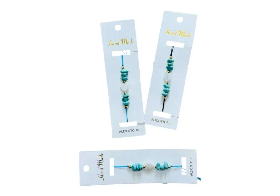Bacanie Engros - Bratara multicolora cu pietricele verzi – accesoriu natural cu energie pozitiva si stil fresh, 