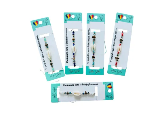 Haine si accesorii Engros - Bratara multicolora cu scoica si pietricele – culori combinate pentru un look natural si vibrant 