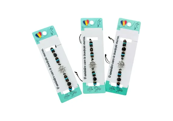 Bacanie Engros - Bratara neagra cu design marin – accesoriu elegant si stilat cu elemente nautice, 