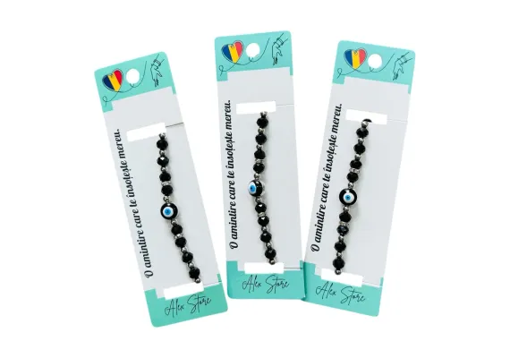 Bacanie Engros - Bratara neagra cu ochi albastru norocos – stil minimalist si protectie impotriva energiilor negative, 