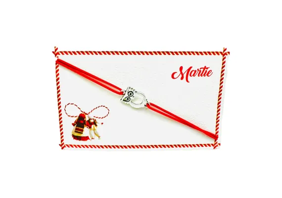 Bacanie Engros - Bratara reglabila Martisor, snur elastic, Bufnita Inteleapta, model 2025,  