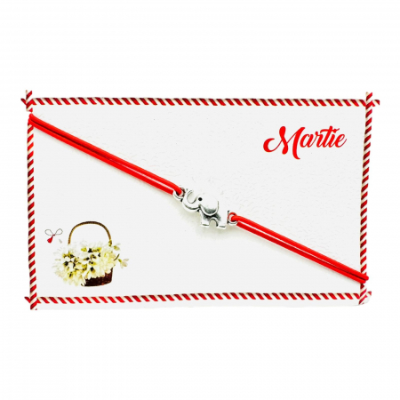 Bratara reglabila Martisor, snur elastic, Elefant Norocos, model 2025,   [1]