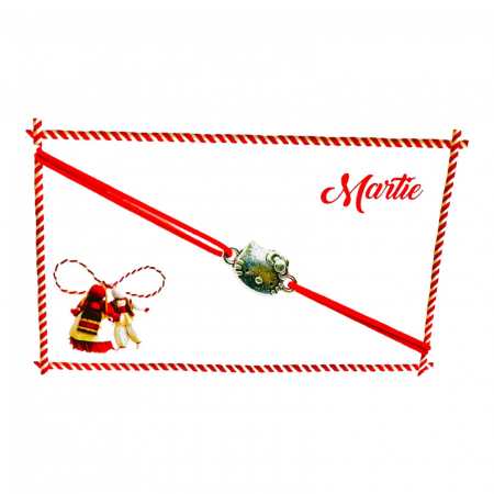 Bratara reglabila Martisor, snur elastic, Pisicuta Dragalasa, model 2025,   [2]