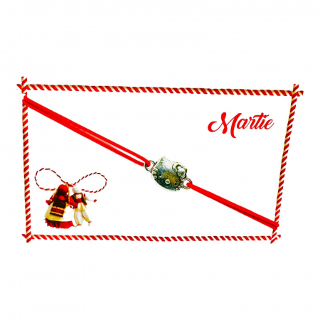 Bratara reglabila Martisor, snur elastic, Pisicuta Dragalasa, model 2025,   [1]