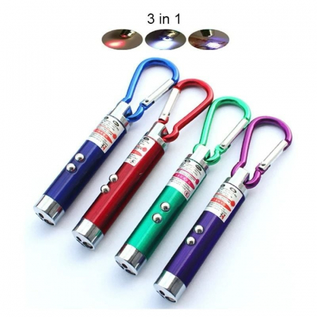 Breloc 3in1 cu lanterna si laser, cu inel pentru agatat, multicolor, baterii incluse,   [2]