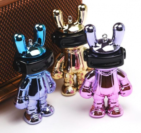 Breloc Accesoriu cu figurina Iepuraș cu ochelari VR, culori metalice,   [1]