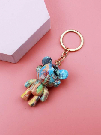 Breloc Accesoriu din silicon cu figurina Ursulet Graffiti, diverse culori,   [1]