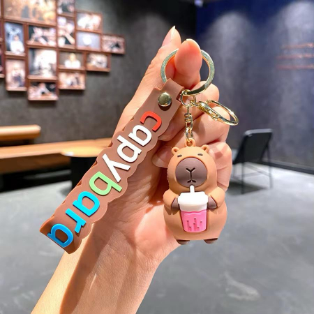 Breloc Capybara 3D din Silicon – Accesoriu Amuzant cu Curea si Figurina, Ideal pentru Chei, Ghiozdan sau Rucsac,  [5]