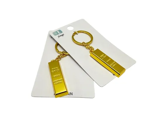 Haine si accesorii Engros - Breloc lingou auriu – Accesoriu elegant si stralucitor pentru chei, stil luxos, calitate superioara, 