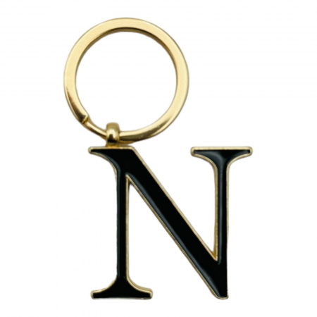 Breloc Metalic Deosebit, Initiala, auriu+negru, 7×3cm, calitate superioara  [1]