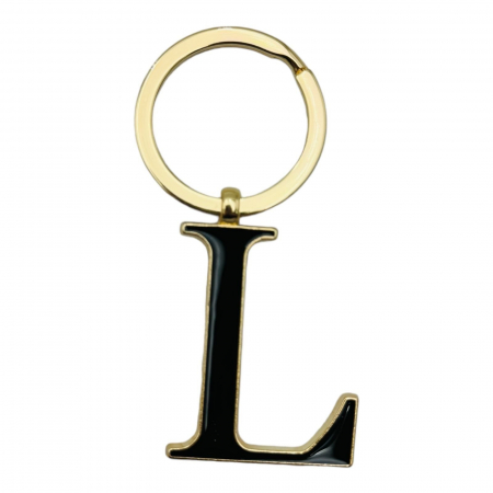 Breloc Metalic Deosebit, Initiala, auriu+negru, 7×3cm, calitate superioara  [2]