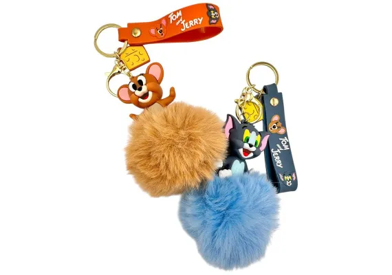 Haine si accesorii Engros - Breloc Pom-Pom 12cm cu Personaj Desen Animat, Model Amuzant, Accesoriu Chei sau Geanta, 