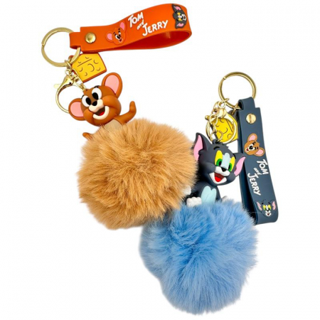 Breloc Pom-Pom 12cm cu Personaj Desen Animat, Model Amuzant, Accesoriu Chei sau Geanta,  [1]