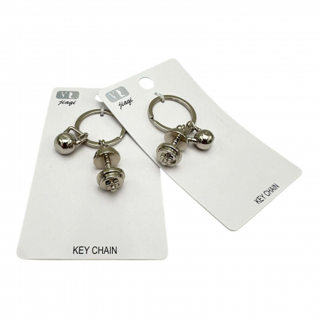 Breloc tip gantere din inox, negru si argintiu – Accesoriu stilat pentru chei, dedicat pasionatilor de fitness,  [3]