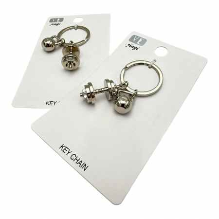 Breloc tip gantere din inox, negru si argintiu – Accesoriu stilat pentru chei, dedicat pasionatilor de fitness,  [2]