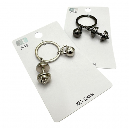 Breloc tip gantere din inox, negru si argintiu – Accesoriu stilat pentru chei, dedicat pasionatilor de fitness,  [1]