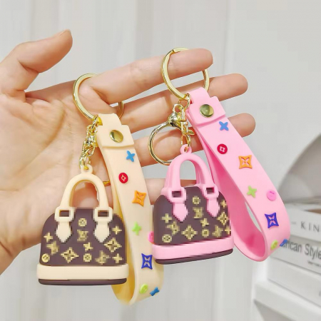 Breloc tip geanta de lux din silicon cu curea colorata – Accesorii fashion unice,  [3]