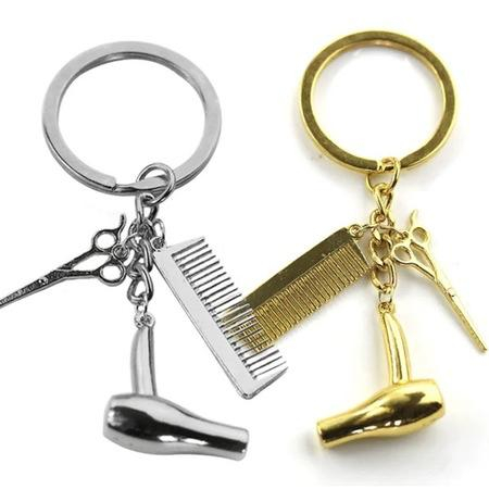 Breloc tip hair stylist din inox, doua culori – Accesoriu elegant pentru stilisti si pasionati de frizerie,  [1]
