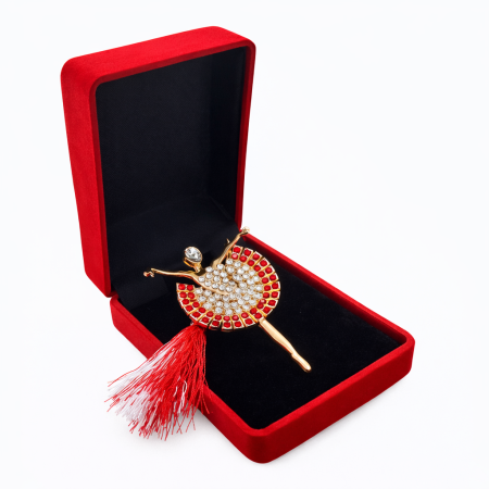 Brose ambalate elegant - brosa-martisor-balerina-cristale-cutie-catifea