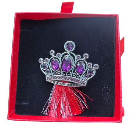 Brosa Coroana Martisor cu Strasuri Mov in Cutie Cadou cu Fereastra [1]