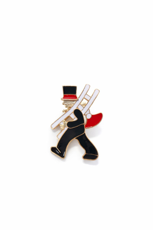 Martisoare - Brosa cosar 5x3 cm, finisaj auriu cu email colorat, simbol noroc cadou primavara