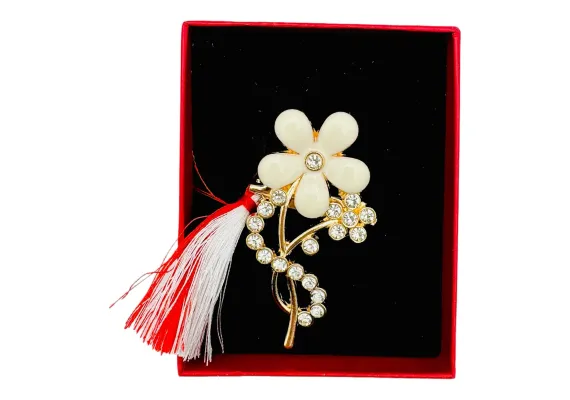 Bacanie Engros - Brosa Floare Stilizata, marime mare, ambalata in cutie rosie, 8.5×6.5×2.5cm,  