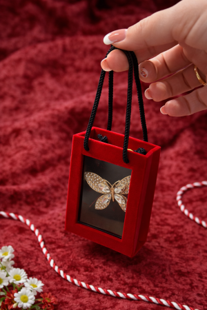 Brosa Fluture Martisor cu Strasuri Multicolore in Cutie Eleganta [2]