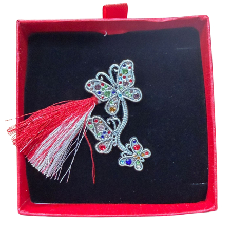 Brosa Fluture Martisor cu Strasuri Multicolore in Cutie Cadou Eleganta [1]