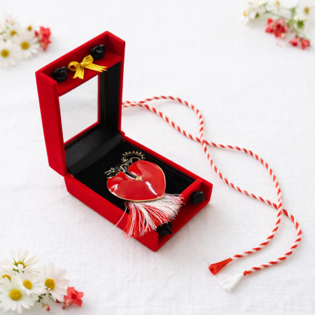 Brosa Inima Martisor cu Pisica Neagra in Cutie Eleganta [1]
