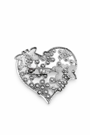 Brosa Inima Multicolora 5x4 cm Cristale Flori Email Eleganta [1]