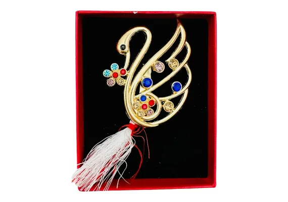 Bacanie Engros - Brosa  Lebada Stilizata, marime mare, ambalata in cutie rosie, 8.5×6.5×2.5cm,  