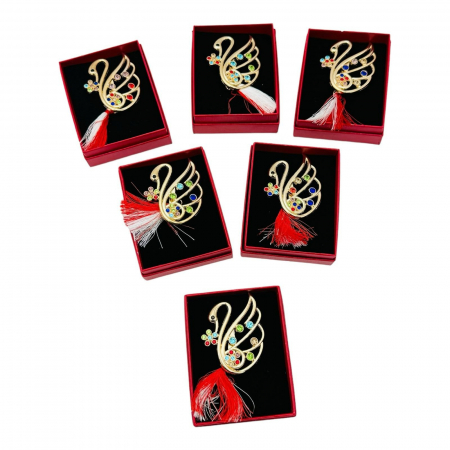 Brosa  Lebada Stilizata, marime mare, ambalata in cutie rosie, 8.5×6.5×2.5cm,   [4]