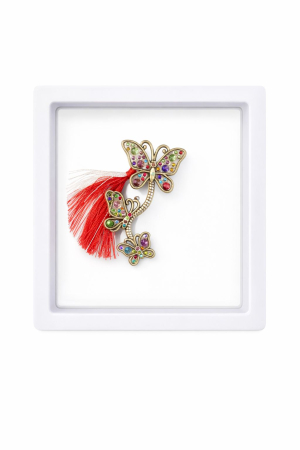 Brosa Martisor 5 cm, Fluturi cu cristale, in cutie 9x9 cm cu fereastra, cadou 1 Martie [1]