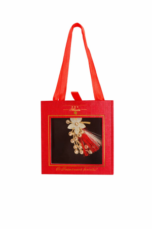 Brosa Martisor 5cm, Floare cu strasuri, in cutie gentuta 7x7 cm cu fereastra, cadou 1 Martie [2]