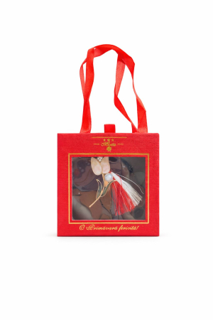 Brosa Martisor 5cm, Lalea, in cutie gentuta 7x7 cm cu fereastra, cadou 1 Martie [2]