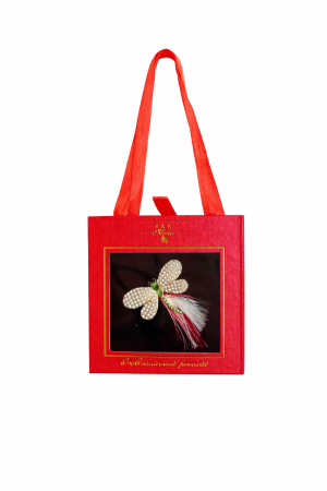 Brosa Martisor 5cm, Libelula cu cristale, in cutie gentuta 7x7 cm cu fereastra, cadou 1 Martie [2]