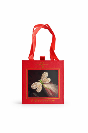 Brosa Martisor 5cm, Libelula cu cristale, in cutie gentuta 7x7 cm cu fereastra, cadou 1 Martie [1]