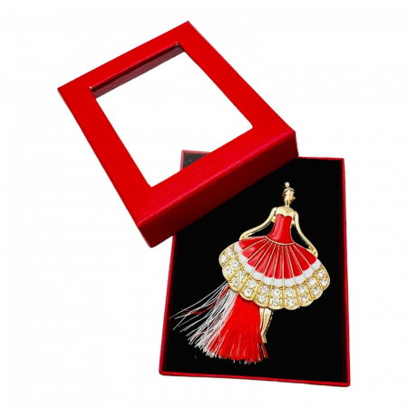 Brosa Martisor Balerina Rosie, marime mare, ambalata in cutie rosie, 8.5×6.5×2.5cm,   [5]