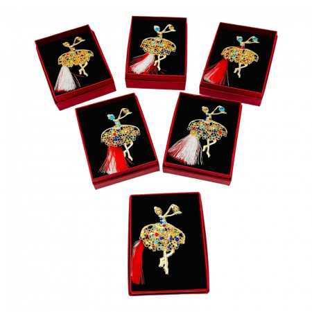 Brosa Martisor Balerina Stilizata, marime mare, ambalata in cutie rosie, 8.5×6.5×2.5cm,   [4]