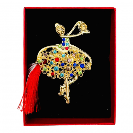 Brosa Martisor Balerina Stilizata, marime mare, ambalata in cutie rosie, 8.5×6.5×2.5cm,   [1]