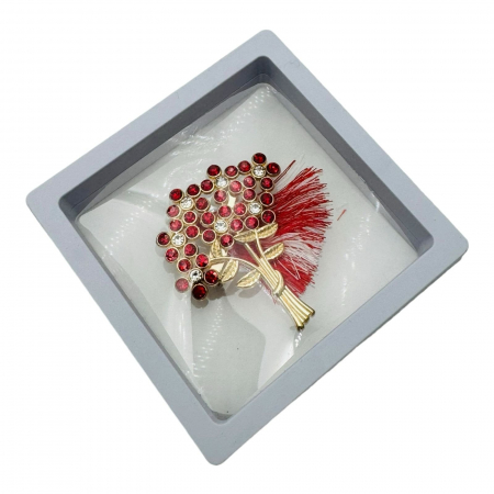 Brosa Martisor, Buchet cu Flori in cutie cu expunere 3D (alb/negru), 8.5×8.5×2cm  [3]