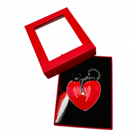 Brosa Martisor Cat Love, marime mare, ambalata in cutie rosie, 8.5×6.5×2.5cm,   [5]