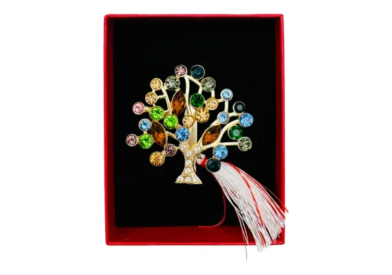 Bacanie Engros - Brosa Martisor Copacul Vietii, marime mare, ambalata in cutie rosie, 8.5×6.5×2.5cm,  