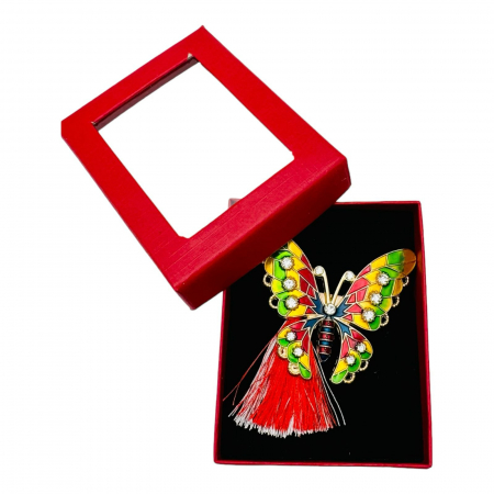 Brosa Martisor Fluturas Colorat, marime mare, ambalata in cutie rosie, 8.5×6.5×2.5cm,   [3]