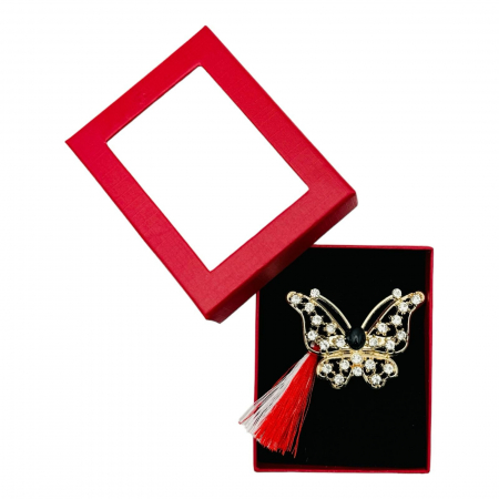 Brosa Martisor Fluturas Deosebit in cutie rosie cu fereastra, 8.5×6.5cm,   [5]